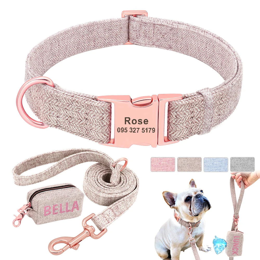 Dog Collar Leash Set Custom Pet Poop Bag