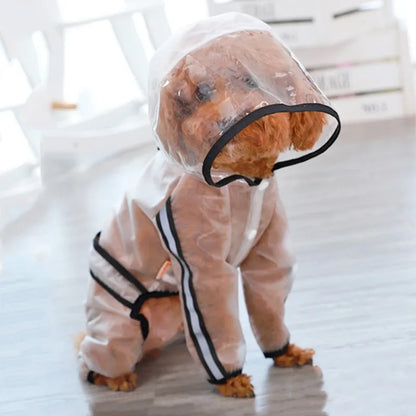 Dog Raincoat Puppy Hooded Transparent Waterproof