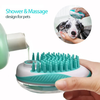 Pet Dog Cat Bath Brush 2-in-1 Massage Comb Soft Silicone