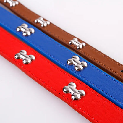 Bone Leather Durable Pet Dog Collar