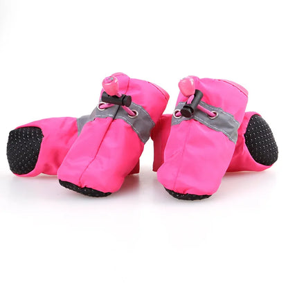 5 Sizes 4pcs/set Winter Spring Soft Shoes For Dogs Waterproof Breathable Pet Footwear Small Dog Puppy Boots Red/Blue/Pink