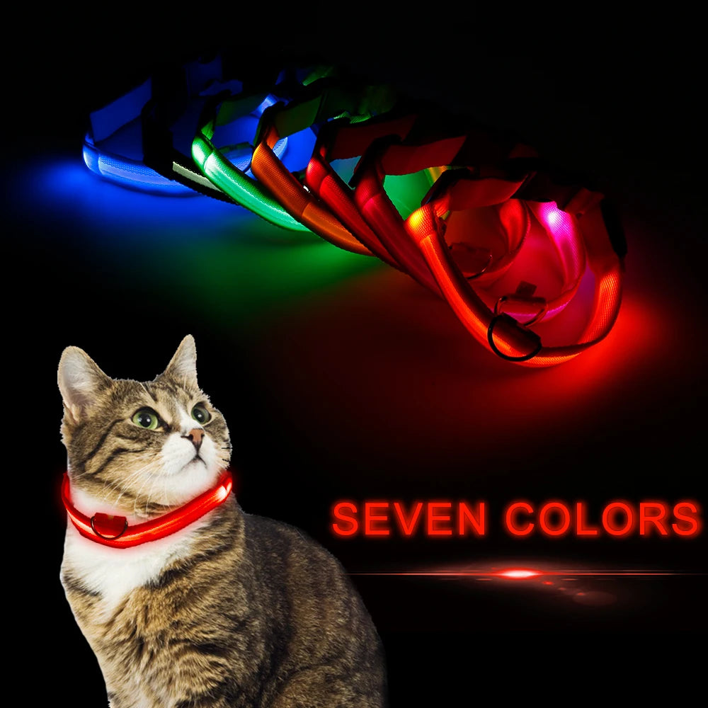 Nylon Pet Dog Collar LED Light Night Safety