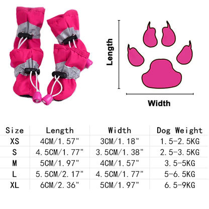 5 Sizes 4pcs/set Winter Spring Soft Shoes For Dogs Waterproof Breathable Pet Footwear Small Dog Puppy Boots Red/Blue/Pink