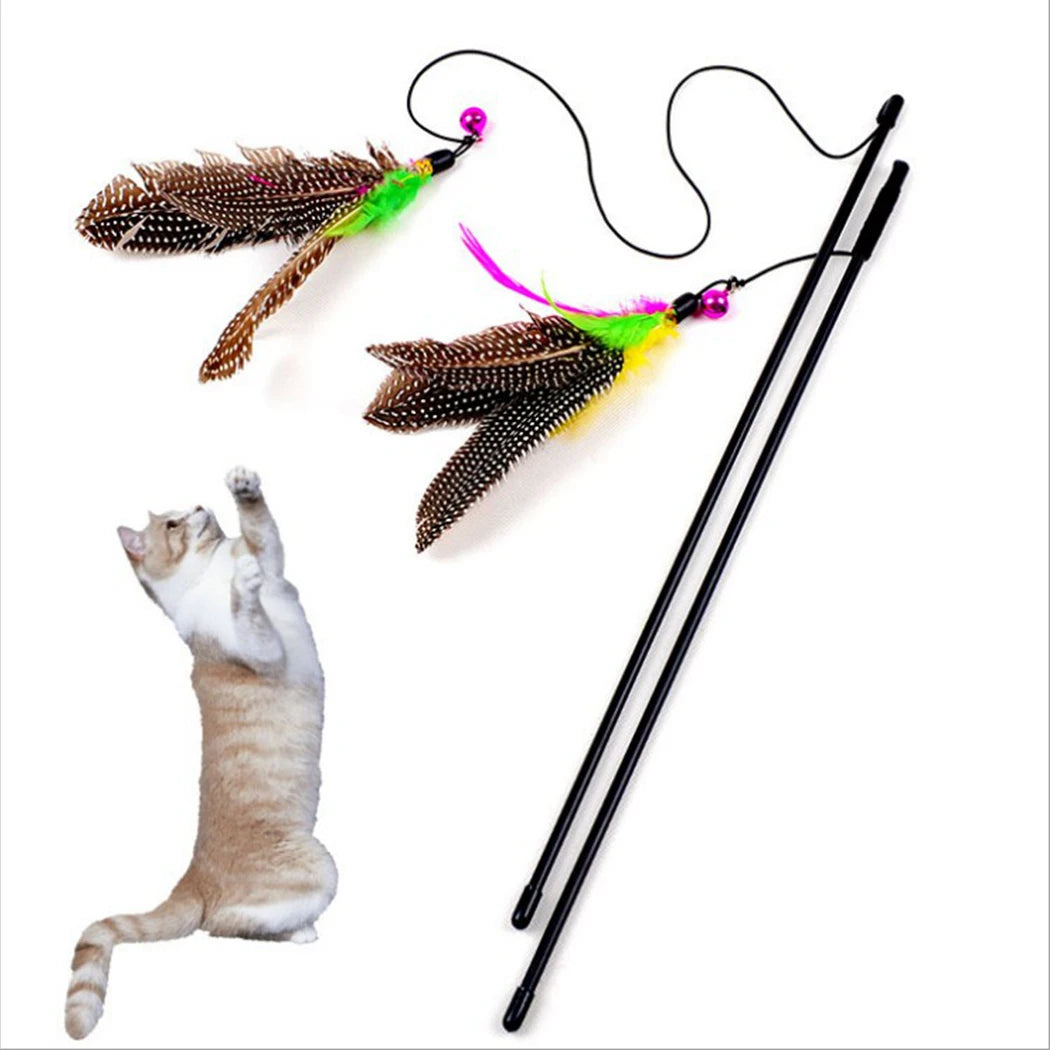 Feather Wand With Bell Mouse Cage Toys Plastic