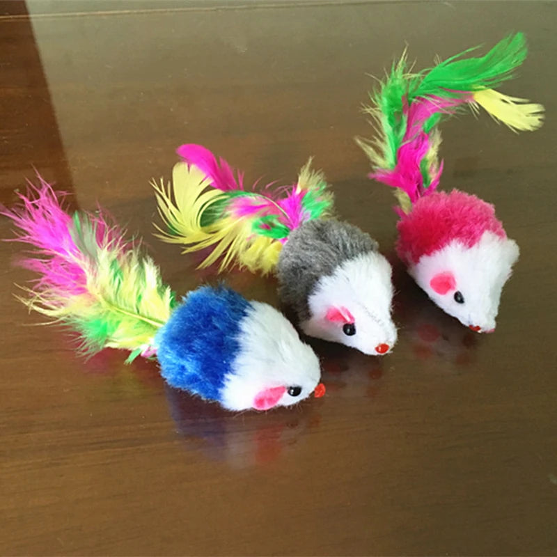 Cute Mini Soft Fleece Mouse Cat Toys Colorful