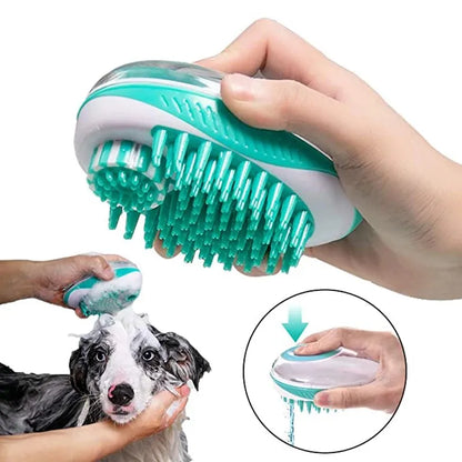 Pet Dog Cat Bath Brush 2-in-1 Massage Comb Soft Silicone