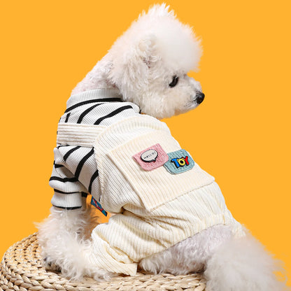 Pet Clothing Dog Thickened Warm Stripe