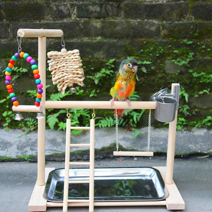 Bird Playground Perch Stand  Feeding Cups Swing Climbing Ladder Parrot Playstand Exercise Playgym For Parakeet Cockatiel Lovebi