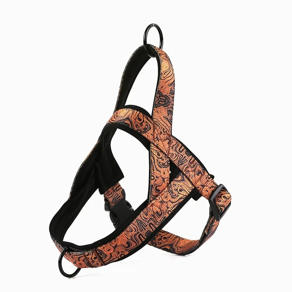 Pet Dog and Cat Adjustable Harness Nylon Bright Pattern Breathable Brown for Small and Large Dog Harness Vest Pet Supplies S-XXL