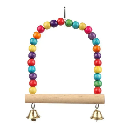 Pet Toy Bird Swing Toys Parrot Wooden Swing Stand Pet Supplies(S:12x15cm/ L:18*22cm)