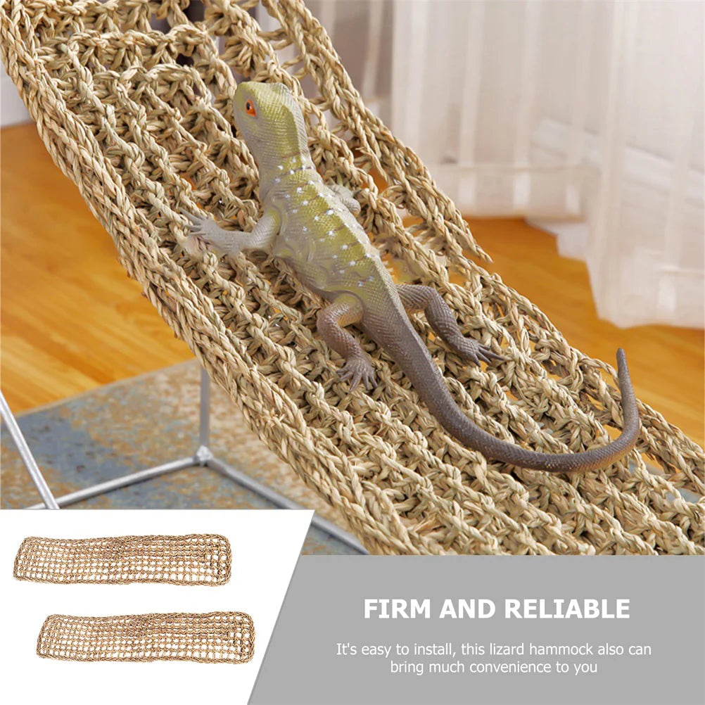 2 Pcs Toy Animal Climbing Pet Hammock Bearded Dragons Hammocks Lizards Reptile Accessories 7500X1700X150CM Grey