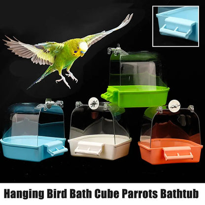 Hanging Bird Bath Box, Parakeet Shower Caged ,Parrot Bath Box Bird For Pet Brids For Canary, Budgerigar, Cockatiel,Parrots A1H7