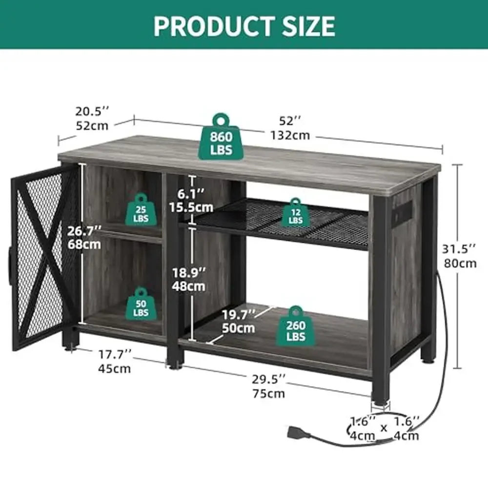 Heavy Duty Aquarium Stand with Built-in Cabinet Power Outlets and Adjustable Shelves 55-75 Gallon Fish Tank Storage Solution