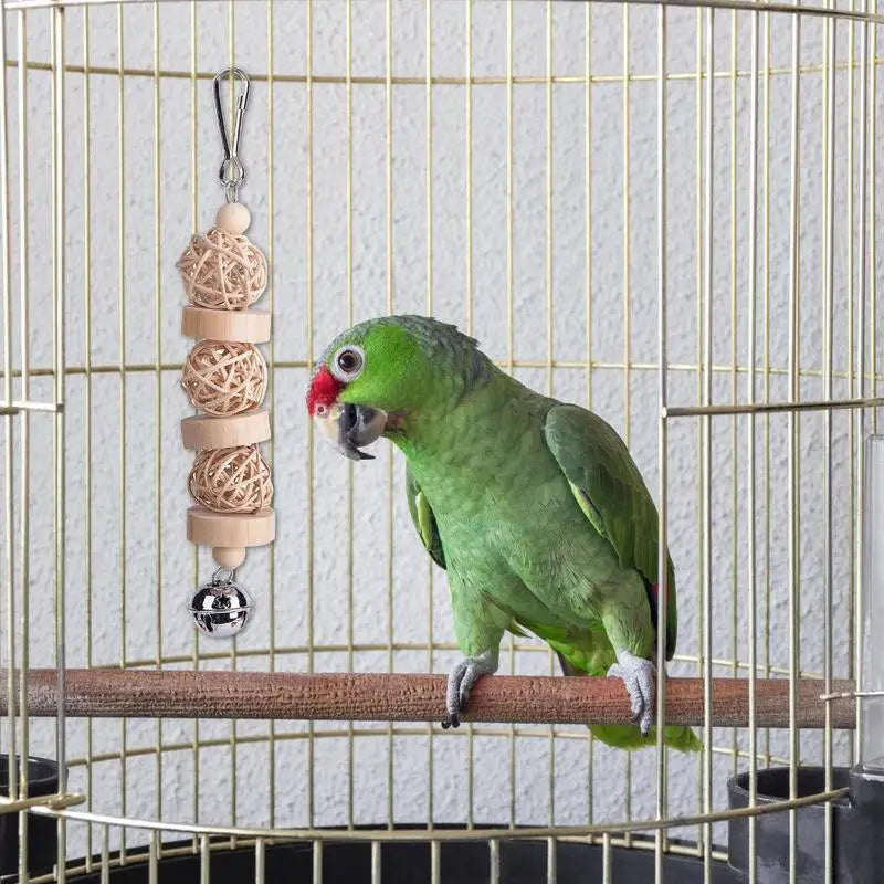 Bird Chew Toys Natural Wood Rattan Ball For Birds Bird Cage Decoration Bird Cage Toy For Budgies Lovebirds Conures Macaws