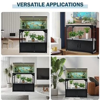 Metal Frame 40 Gallon Fish Tank Stand with Storage Cabinet Aquatic Pet Safe Home 660lb Weight Capacity Easy Assembly Durable and