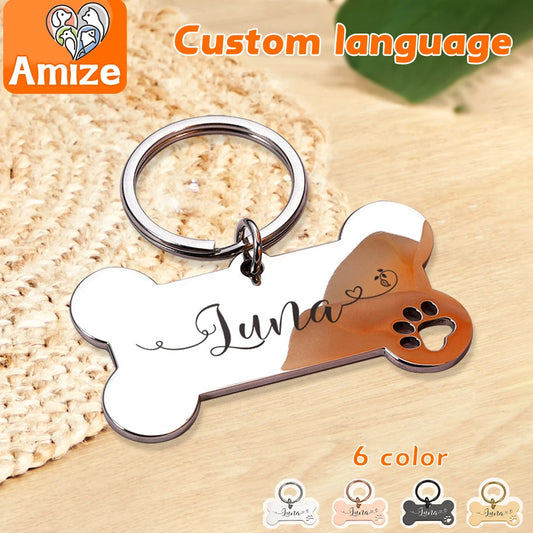 Personalized Pet Dog Tag Shiny Steel Free Engraving Kitten Puppy Anti-lost Collars Nameplate for Dog Address Tag Pet Accessoires