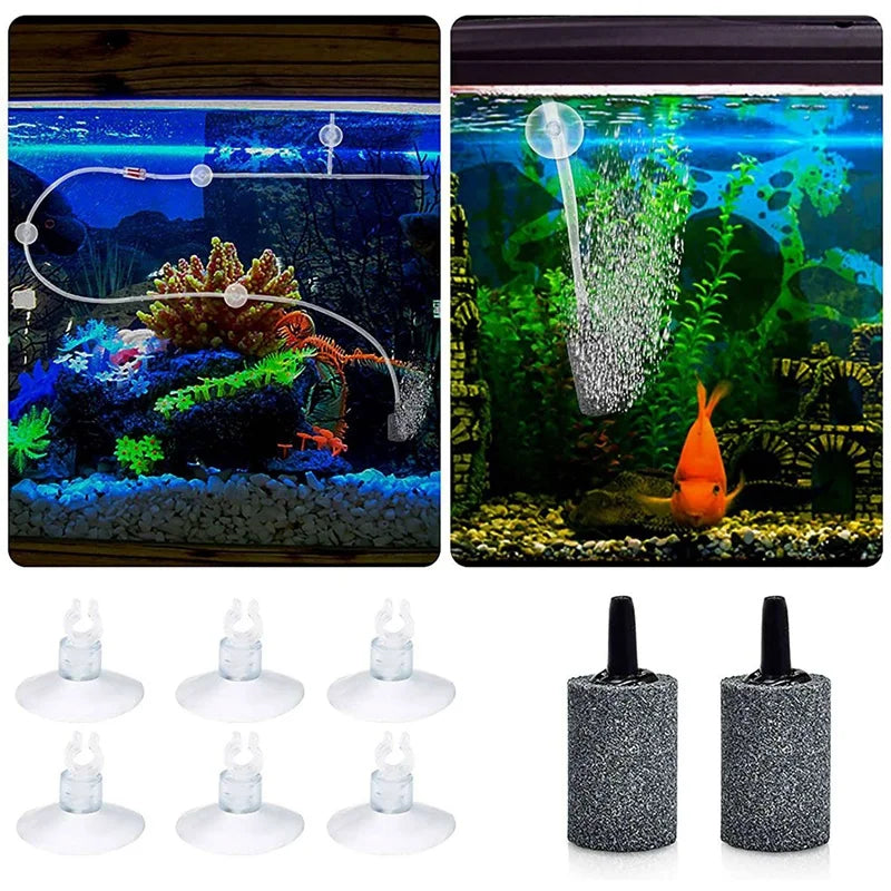 2Set Airline Tubing Aquarium Air Pump Accessories For Fish Tank With Air Stones, Check Valves, Suction Cups