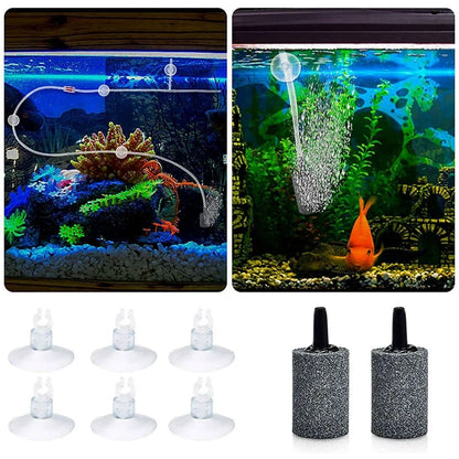 2Set Airline Tubing Aquarium Air Pump Accessories For Fish Tank With Air Stones, Check Valves, Suction Cups