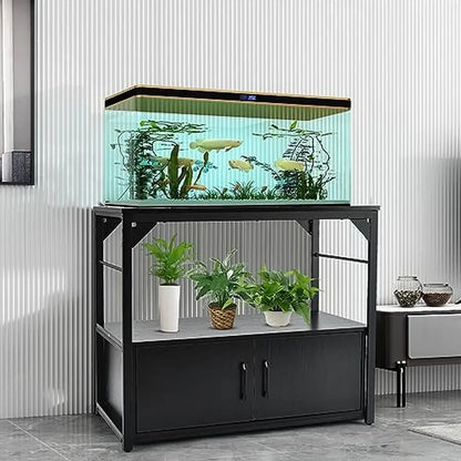 Metal Frame 40 Gallon Fish Tank Stand with Storage Cabinet Aquatic Pet Safe Home 660lb Weight Capacity Easy Assembly Durable and