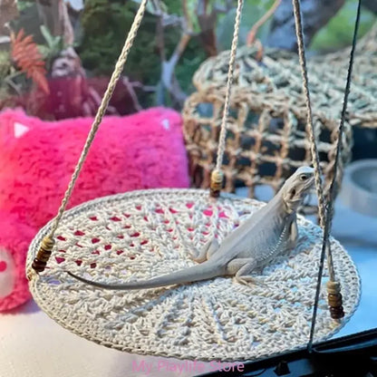 Reptile Hammock Swing Hanging Bed Cute Lizard Swing Toy Cotton Lizard Bed for Bearded Dragon Leopard Gecko Lizard Birds Parrots