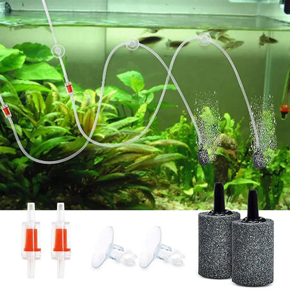 2Set Airline Tubing Aquarium Air Pump Accessories For Fish Tank With Air Stones, Check Valves, Suction Cups