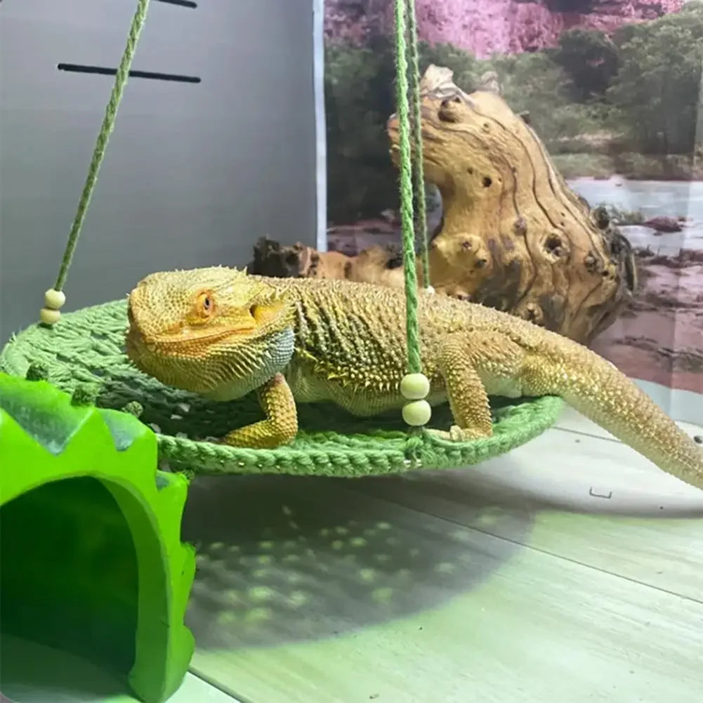 Reptile Hammock Swing Hanging Bed Cute Lizard Swing Toy Cotton Lizard Bed for Bearded Dragon Leopard Gecko Lizard Birds Parrots