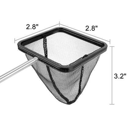 Aquarium Fish Net With Extendable Stainless Steel Long Handle, Fine Mesh Fish Net For Fish Tank