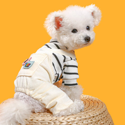 Pet Clothing Dog Thickened Warm Stripe