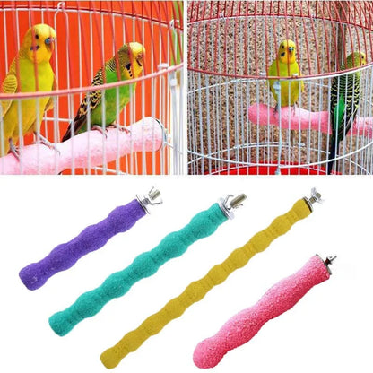 Bird Paw Grinding Stick Parrot Bird Cage Standing Pole Solid Color Frosted Teething Stick Toys Parakeet Roosting Pet Supplies