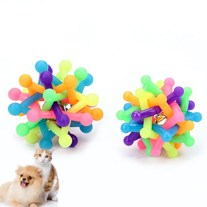 Pet Toys Colorful Bell Woven Dog Toy Ball Bite