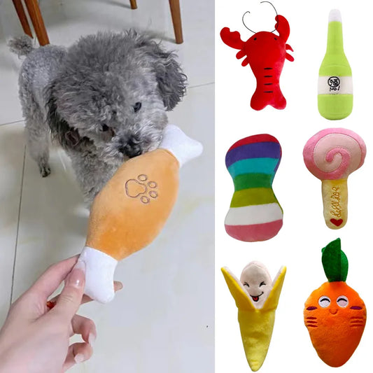 Puppy Dog Cat Squeaker Toys Soft Plush Pet Stuffed