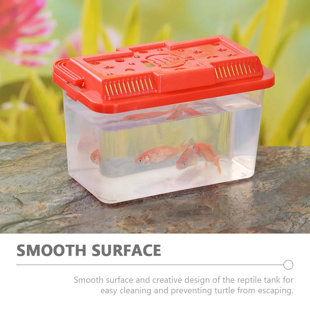 Portable Fish Tank Handheld Aquarium Fish Tank Transparent Turtle Box Pet Hamster Box