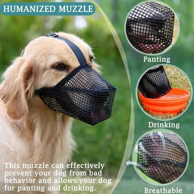 Adjustable Dog Muzzle Soft material Breathable Strong Basket Small Medium Large X-Large Dogs Mouth Muzzles Lightweight & Durable